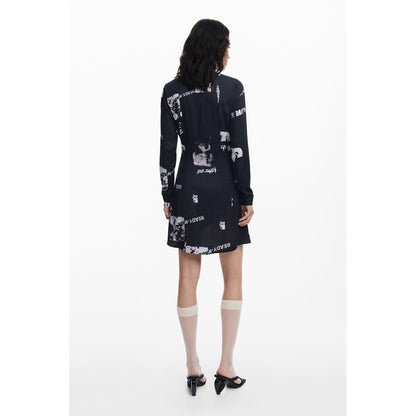Desigual Black Elastane Dress - Bold and Expressive Elegance
