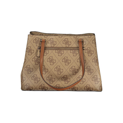Guess Jeans Beige Erenia Bag – Faux Leather, Stylish Multi-Compartment Design