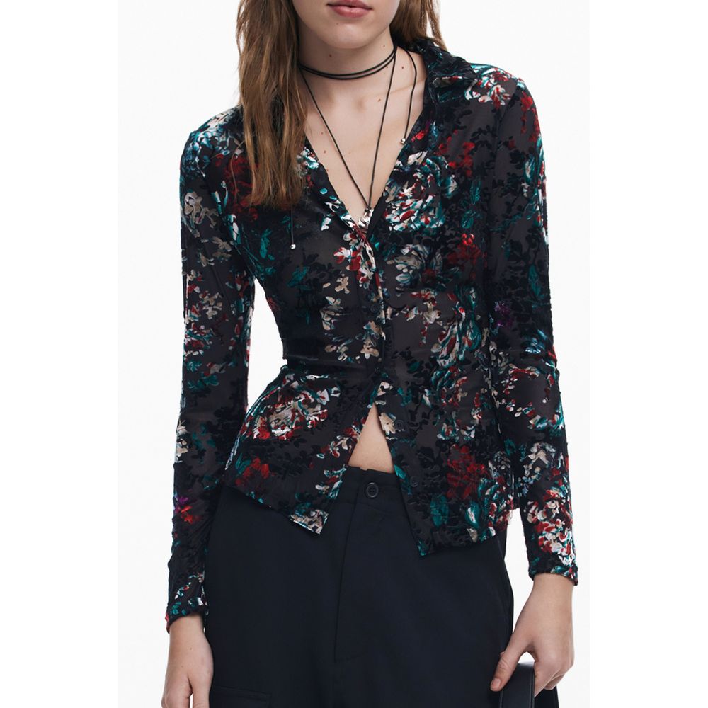 Desigual Black Polyester Shirt with Contrasting Details