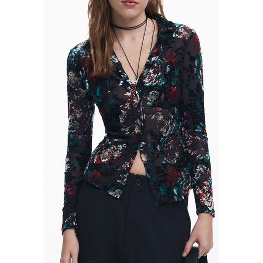 Desigual Black Polyester Shirt with Contrasting Details