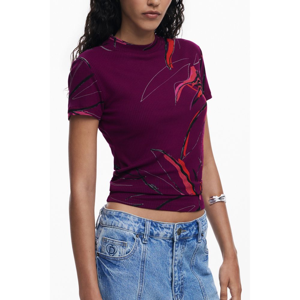Desigual Purple Elastane T-Shirt – A Bold Statement Piece