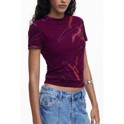 Desigual Purple Elastane T-Shirt – A Bold Statement Piece