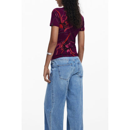 Desigual Purple Elastane T-Shirt – A Bold Statement Piece