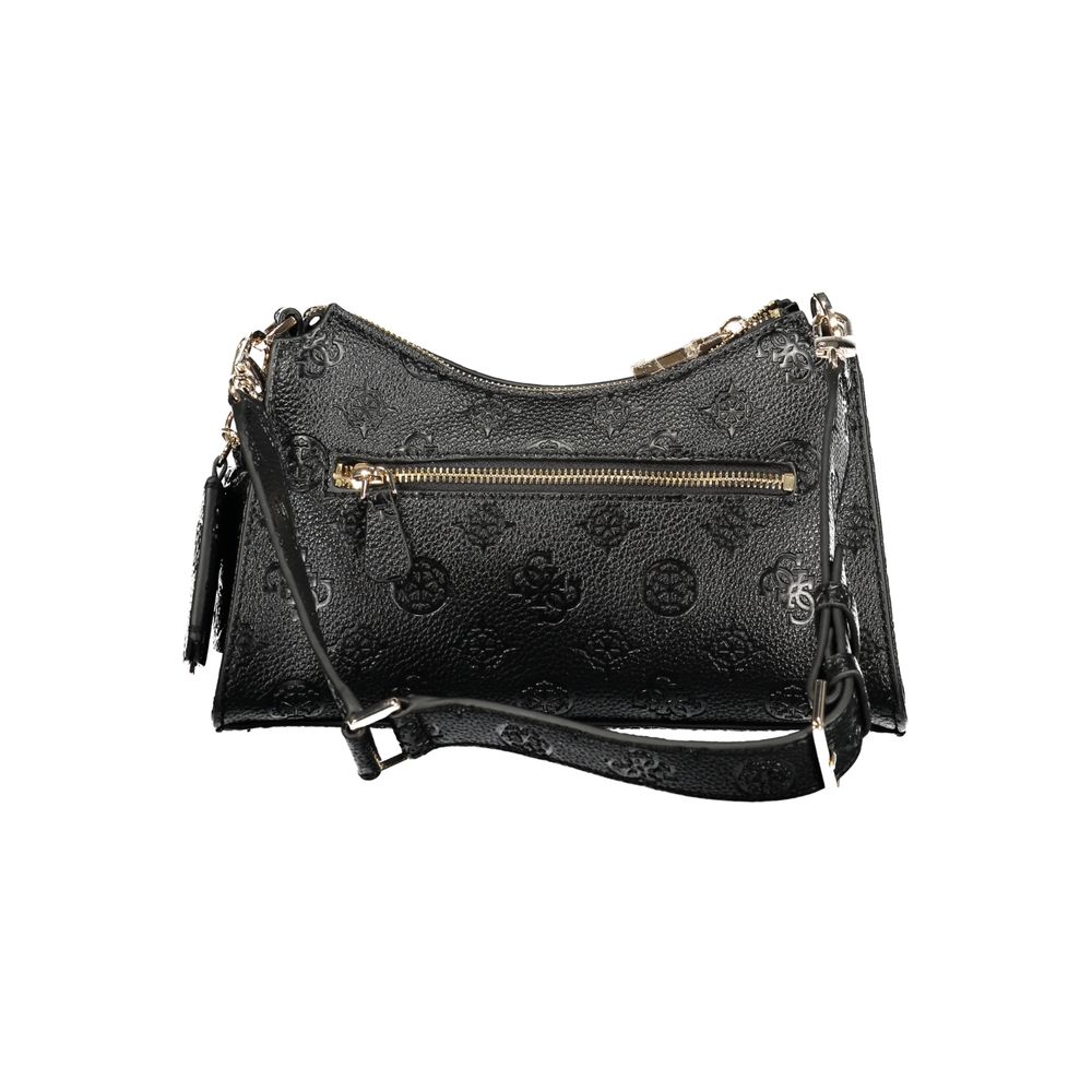 Guess Jeans Black CRESIDIA II Handbag – Faux Leather, Chic Multi-Pocket Design