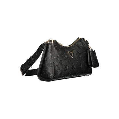 Guess Jeans Black CRESIDIA II Handbag – Faux Leather, Chic Multi-Pocket Design