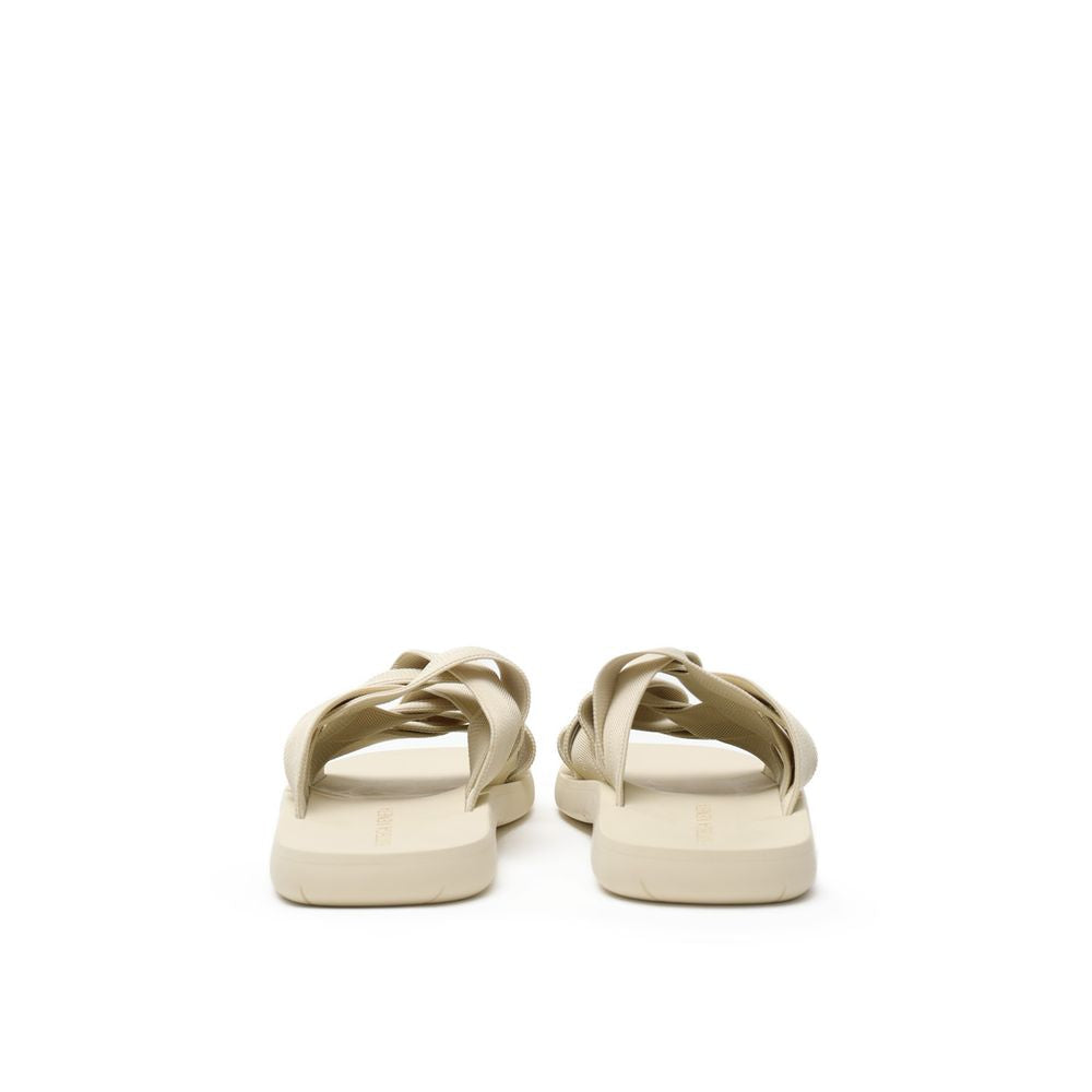 Bottega Veneta Beige Plat Mules Intreccio Elastic Slides
