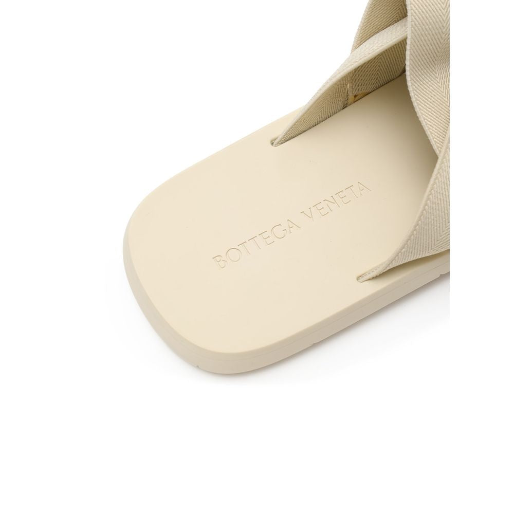 Bottega Veneta Beige Plat Mules Intreccio Elastic Slides