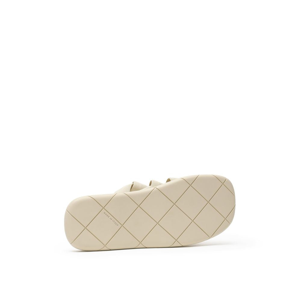 Bottega Veneta Beige Plat Mules Intreccio Elastic Slides