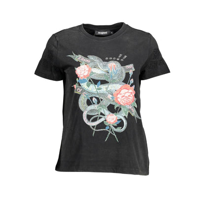 Desigual Black Cotton T-Shirt: Boldly Express Yourself