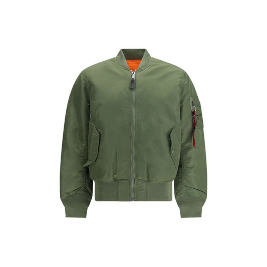 Alpha Industries Green & Orange Nylon Reversible Bomber Jacket