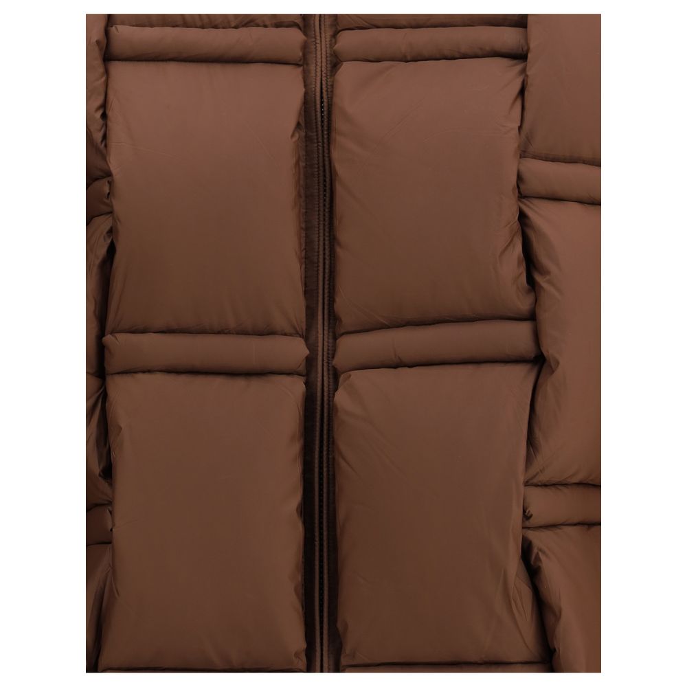 RAXXY Brown Nylon Coat - Architectural Down Jacket