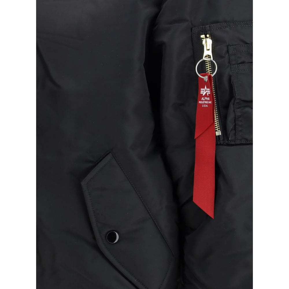Alpha Industries Black & Orange Reversible Nylon Bomber Jacket