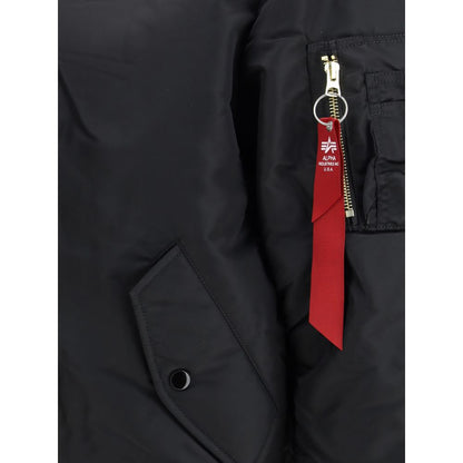 Alpha Industries Black & Orange Reversible Nylon Bomber Jacket