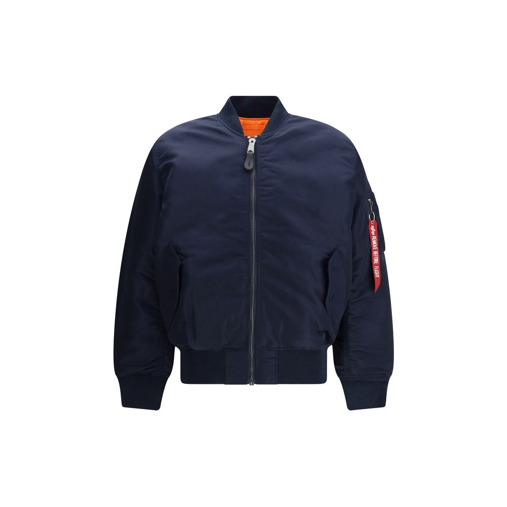 Alpha Industries Blue & Orange Nylon Reversible Bomber Jacket
