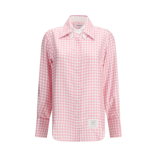 Thom Browne Checked Silk Shirt - Light Pink Gingham