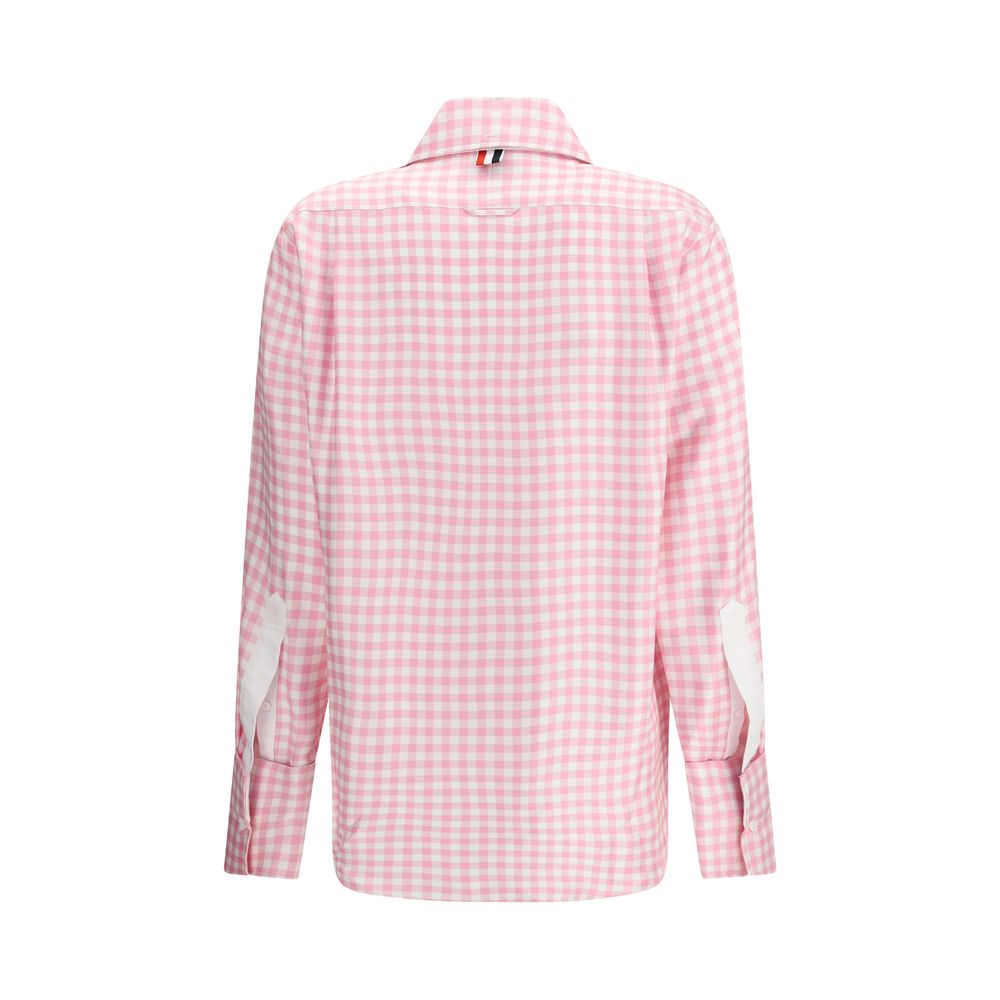 Thom Browne Checked Silk Shirt - Light Pink Gingham