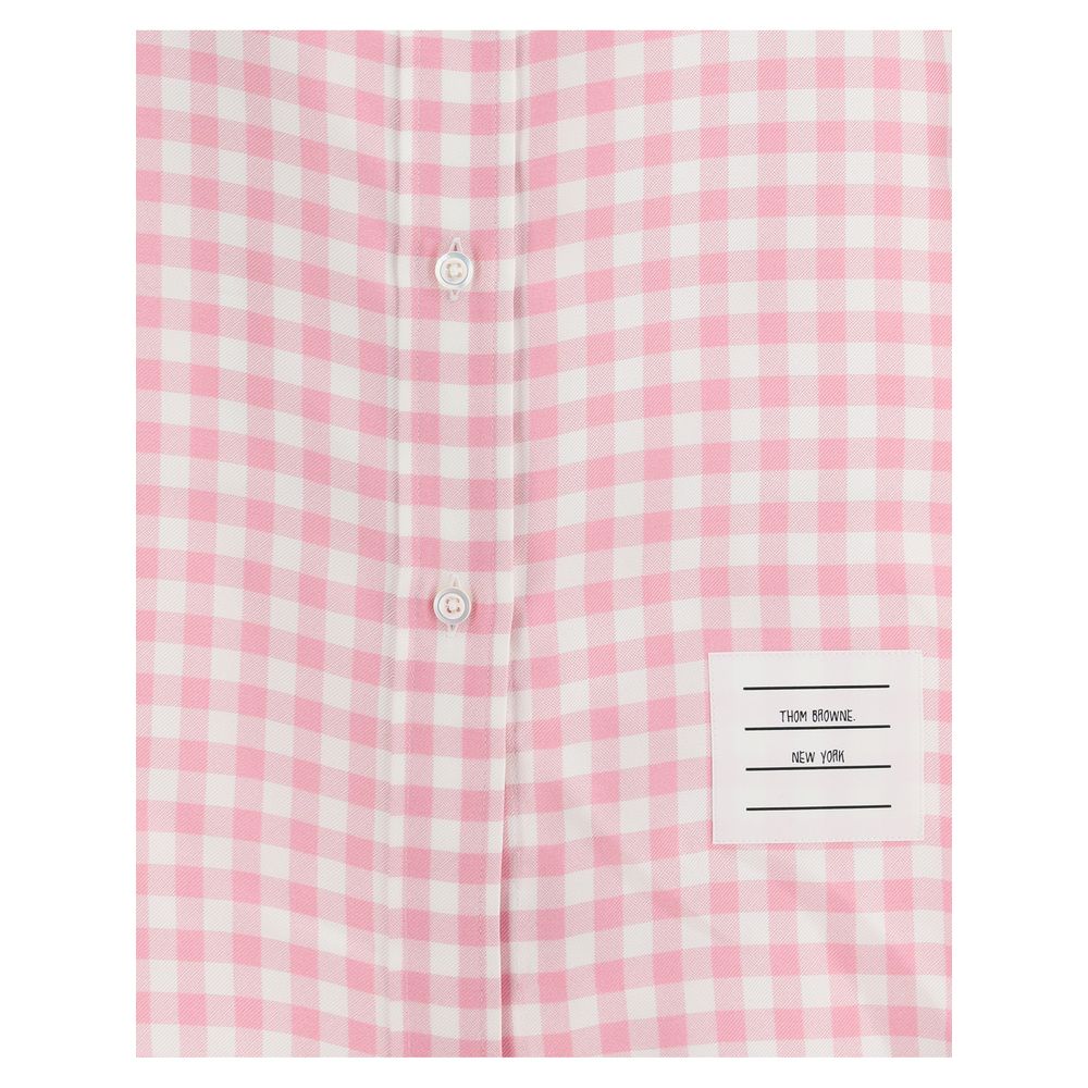 Thom Browne Checked Silk Shirt - Light Pink Gingham