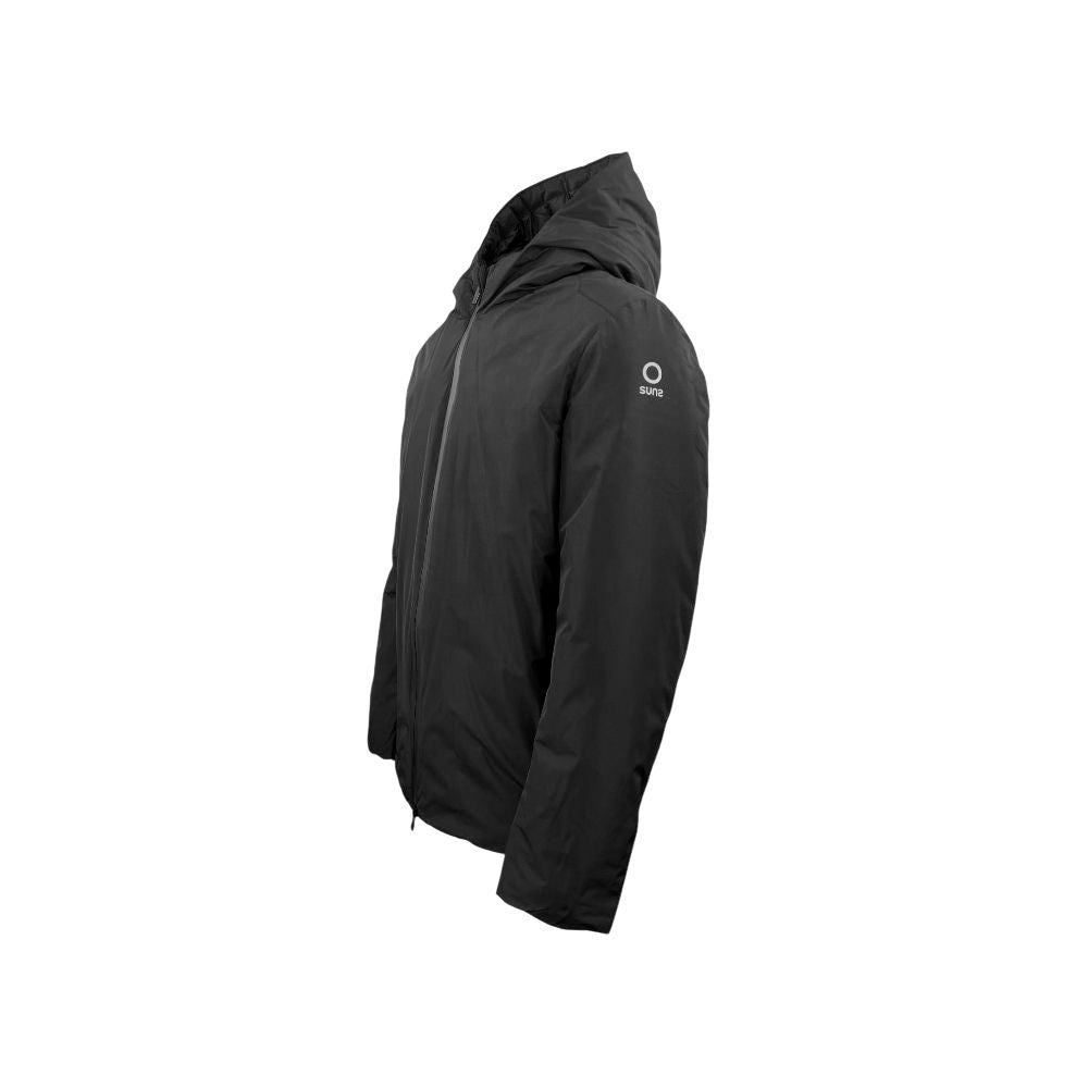 SUNS Black Polyester Jacket: The Ultimate Padded Rainproof Layer