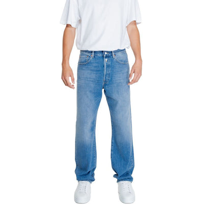 Replay Blue Cotton Pant - Relaxed Fit Jeans Anbass Model