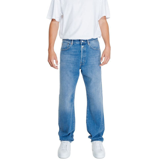 Replay Blue Cotton Pant - Relaxed Fit Jeans Anbass Model