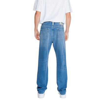 Replay Blue Cotton Pant - Relaxed Fit Jeans Anbass Model