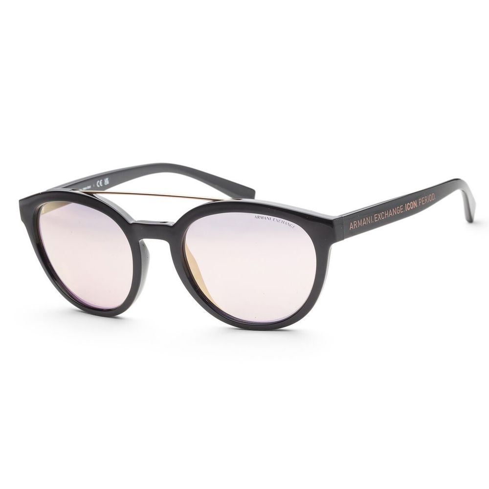 Armani Exchange Unisex Sunglasses – Black Resin Frame, Purple Lenses