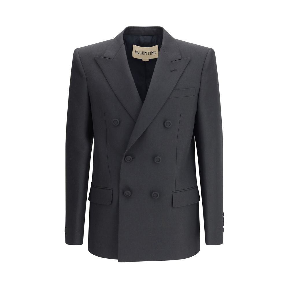 Valentino Black Double Breasted Wool Blazer for Men