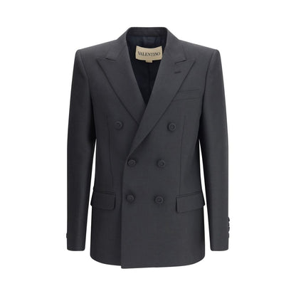 Valentino Black Double Breasted Wool Blazer for Men