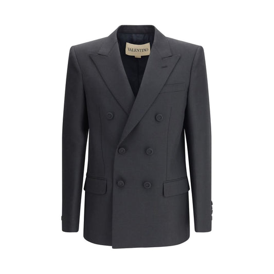 Valentino Black Double Breasted Wool Blazer for Men