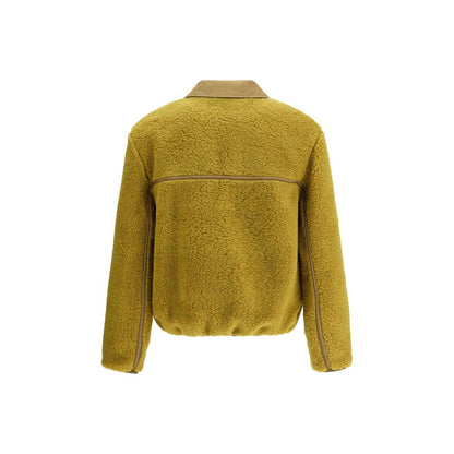 Ami Paris Shearling Bomber Jacket in Acid Green