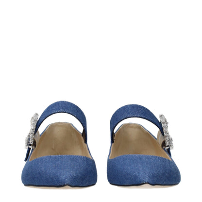 Jimmy Choo Blue Fabric Ballet Flats