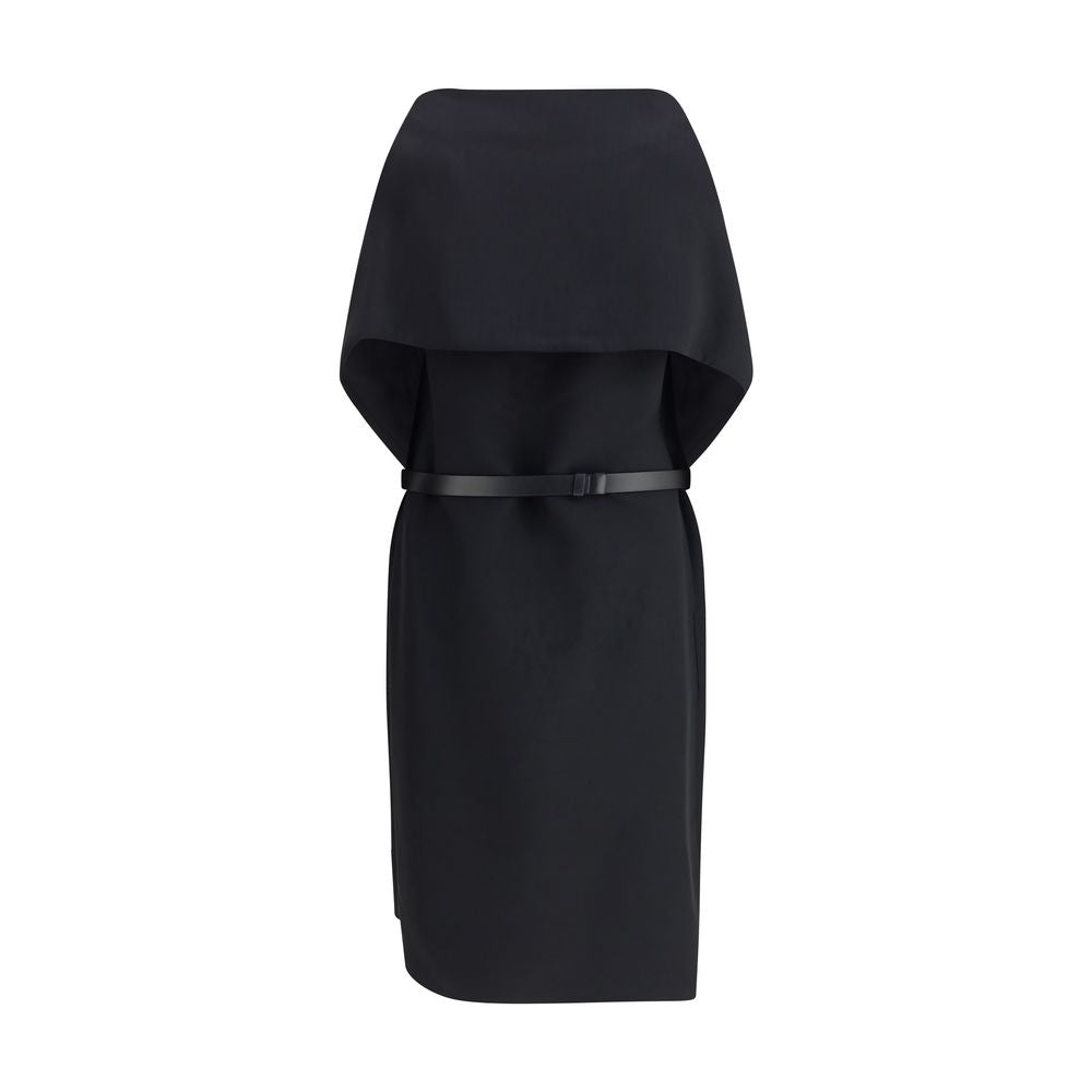 Ferragamo Belted Midi Dress with Billowing Front Panel