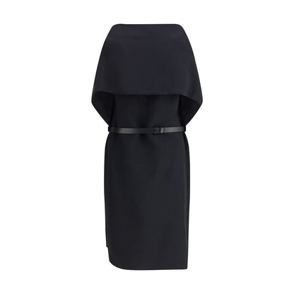 Ferragamo Belted Midi Dress with Billowing Front Panel