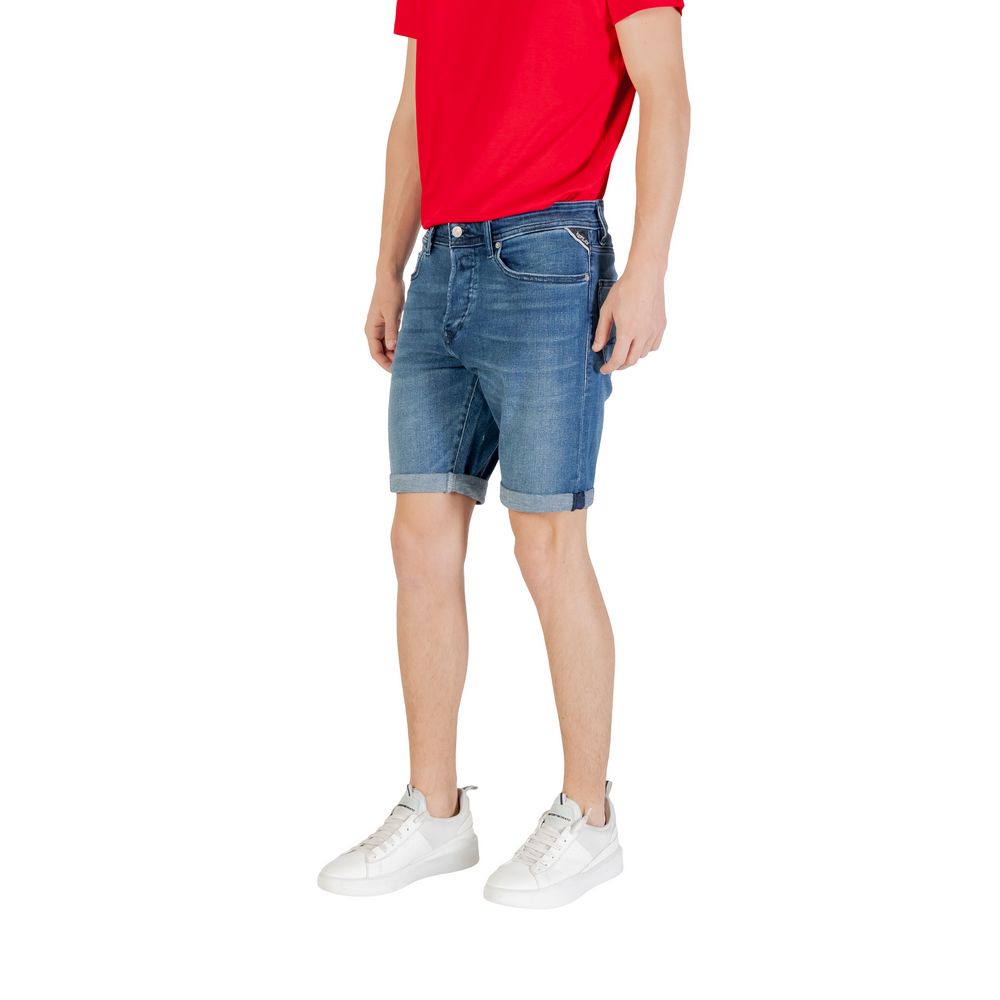 Replay Blue Cotton Bermuda Shorts
