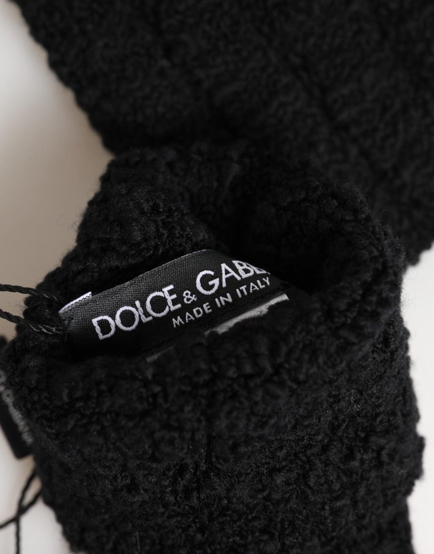 Dolce & Gabbana Black Virgin Wool Knitted Fingerless Gloves for Men