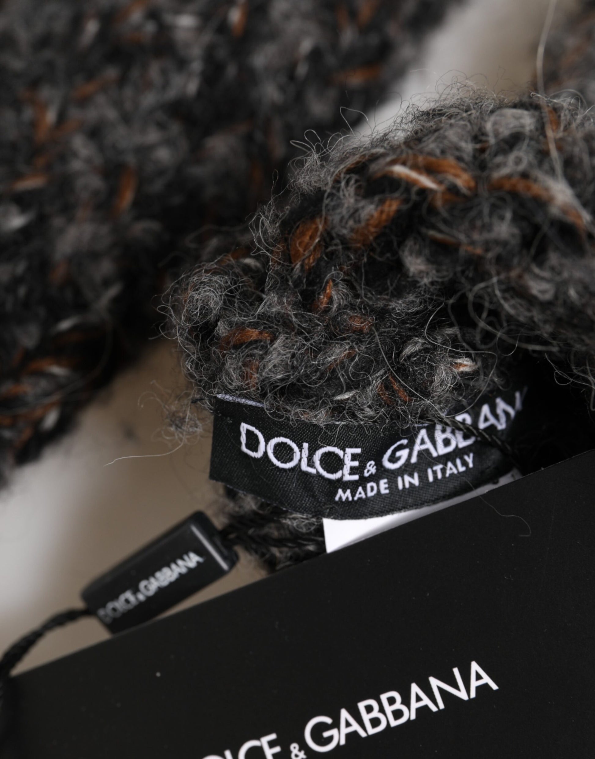 Dolce & Gabbana Gray Virgin Wool Knitted Fingerless Gloves for Men