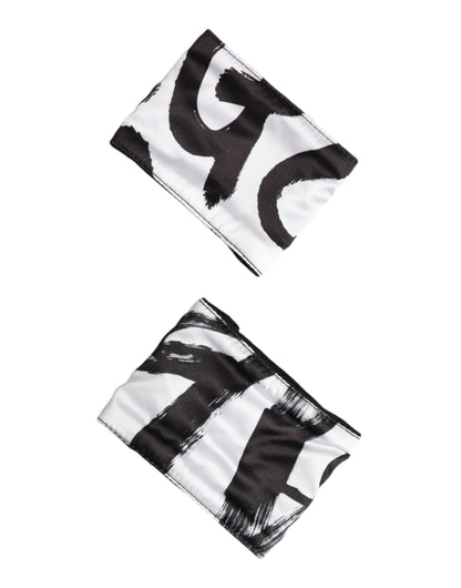 Dolce & Gabbana Black White DG Logo Silk Wristband Pair