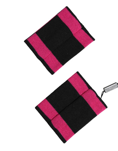 Dolce & Gabbana Black Pink DG Logo Cashmere Wristband Pair