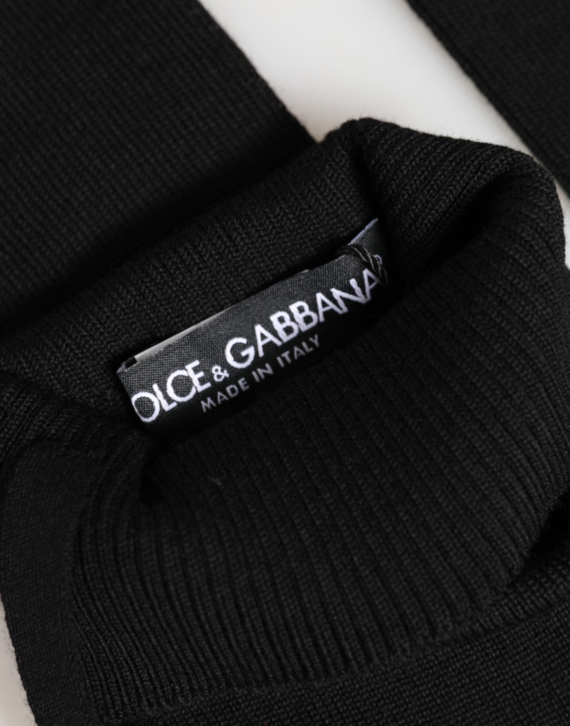 Dolce & Gabbana Black Virgin Wool Knitted Fingerless Men's Gloves