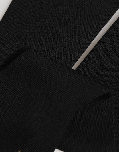 Dolce & Gabbana Black Virgin Wool Knitted Fingerless Men's Gloves