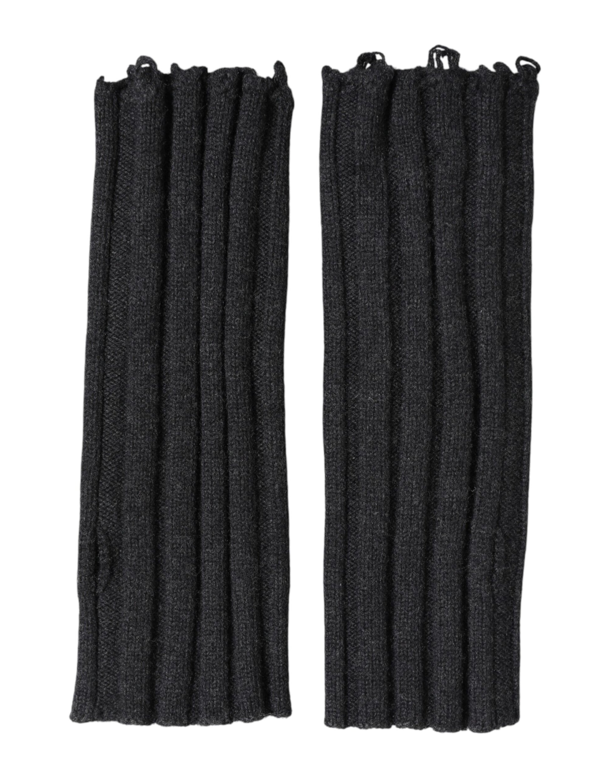 Dolce & Gabbana Black Virgin Wool Knitted Fingerless Gloves
