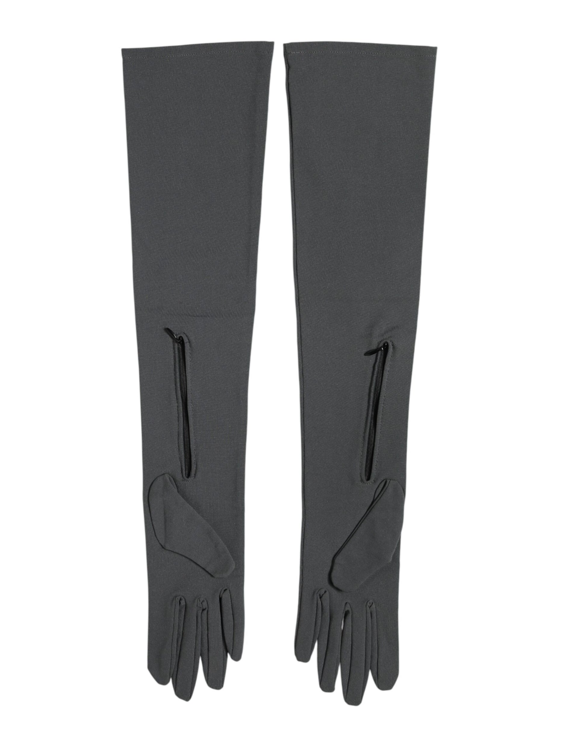 Dolce & Gabbana Dark Gray Viscose Elbow Length Mittens for Men