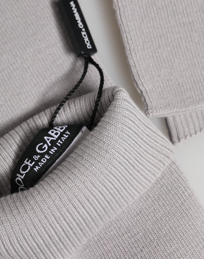 Dolce & Gabbana Gray Virgin Wool Knitted Fingerless Gloves for Men