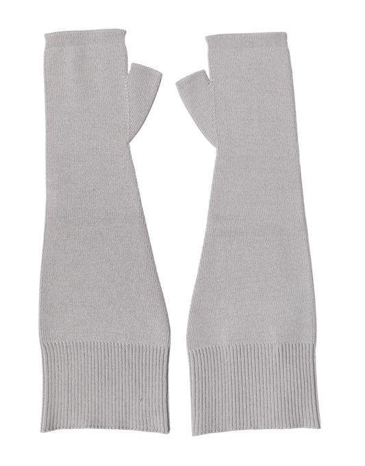 Dolce & Gabbana Gray Virgin Wool Knitted Fingerless Gloves for Men