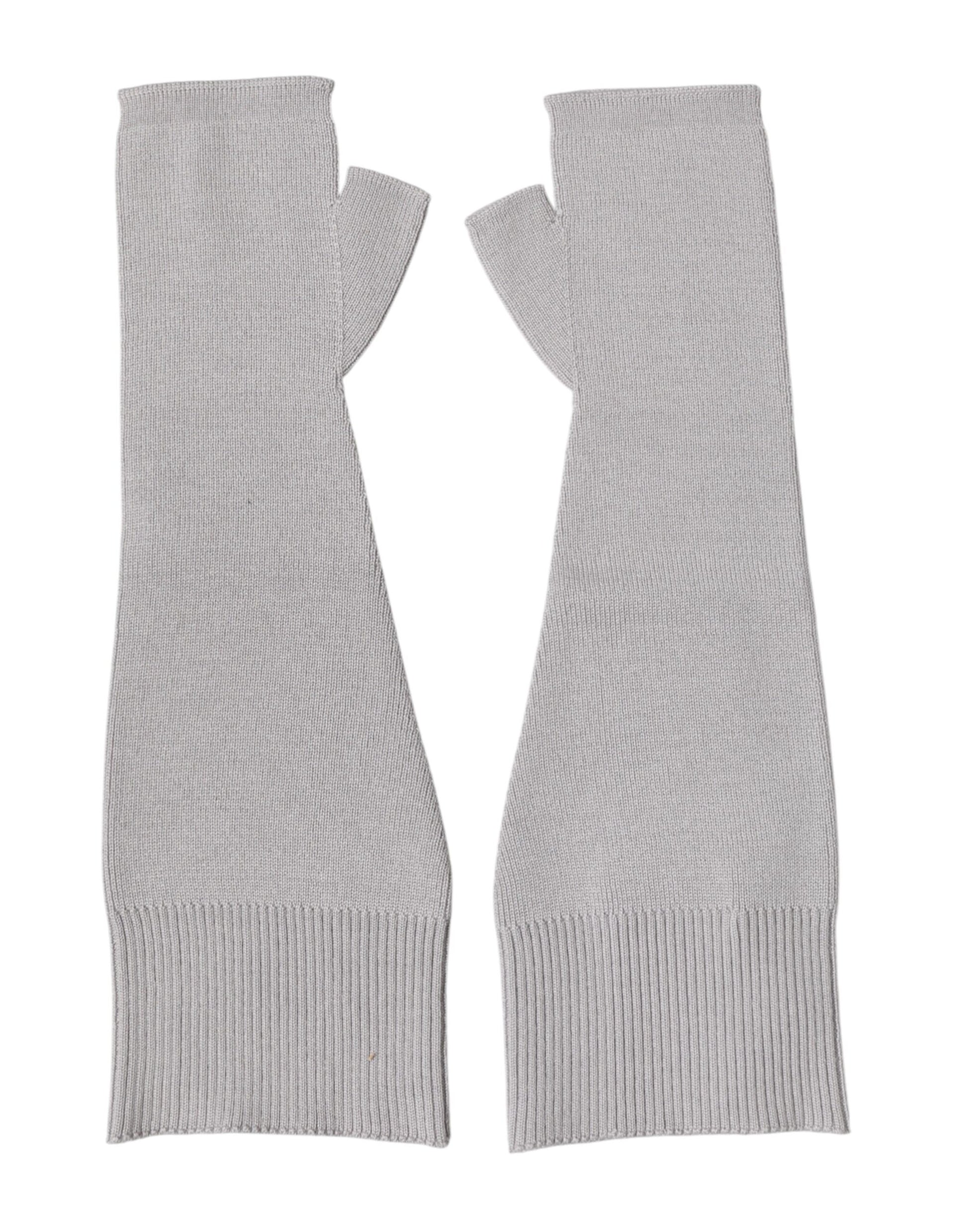 Dolce & Gabbana Gray Virgin Wool Knitted Fingerless Gloves for Men
