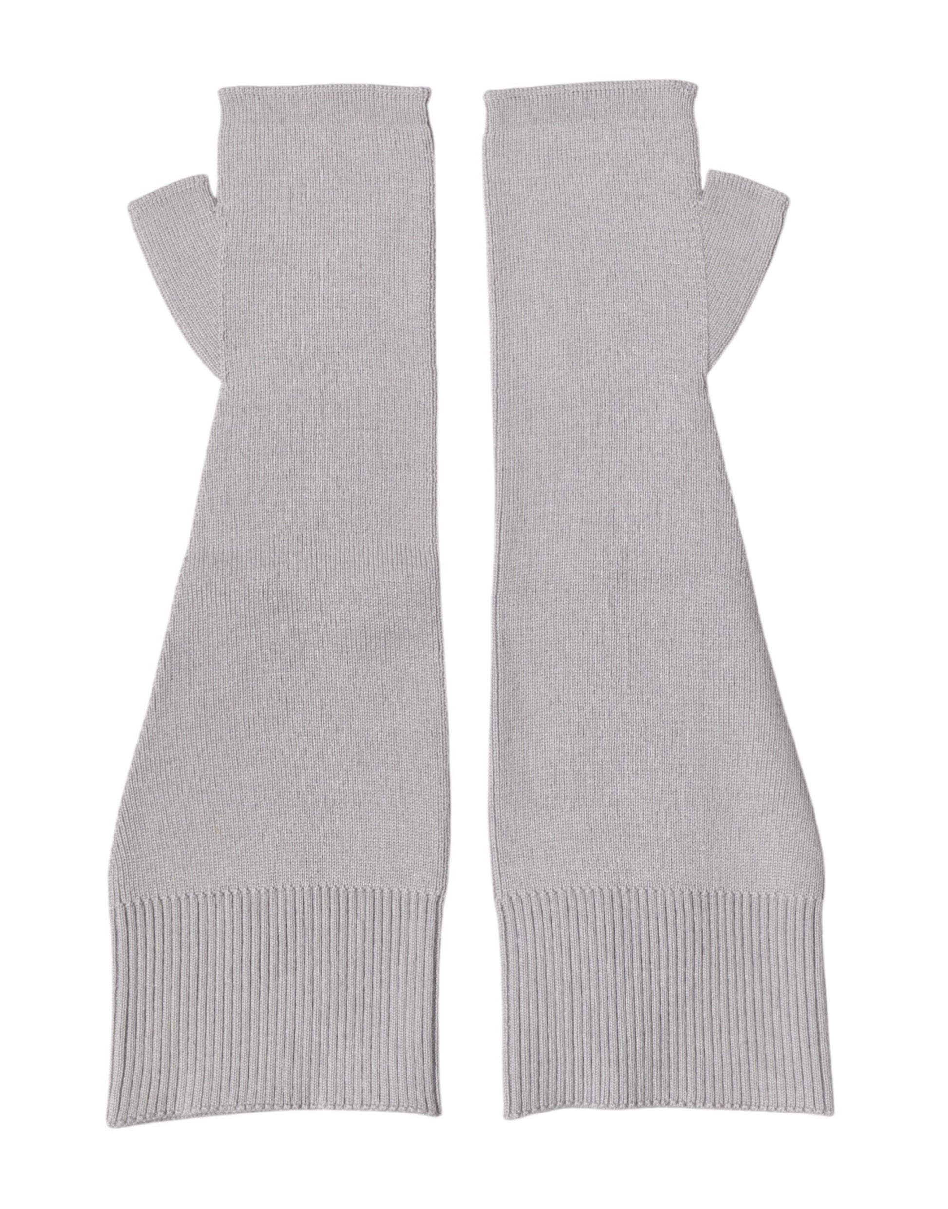 Dolce & Gabbana Gray Virgin Wool Knitted Fingerless Gloves for Men
