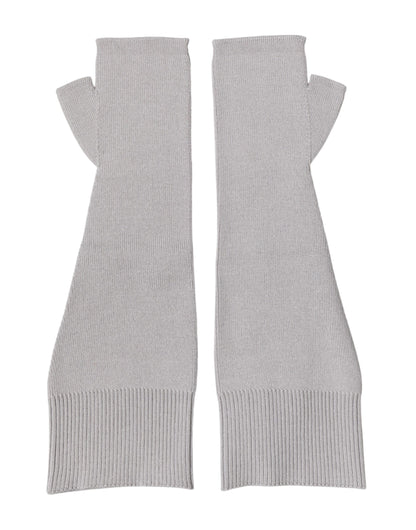 Dolce & Gabbana Gray Virgin Wool Knitted Fingerless Gloves for Men