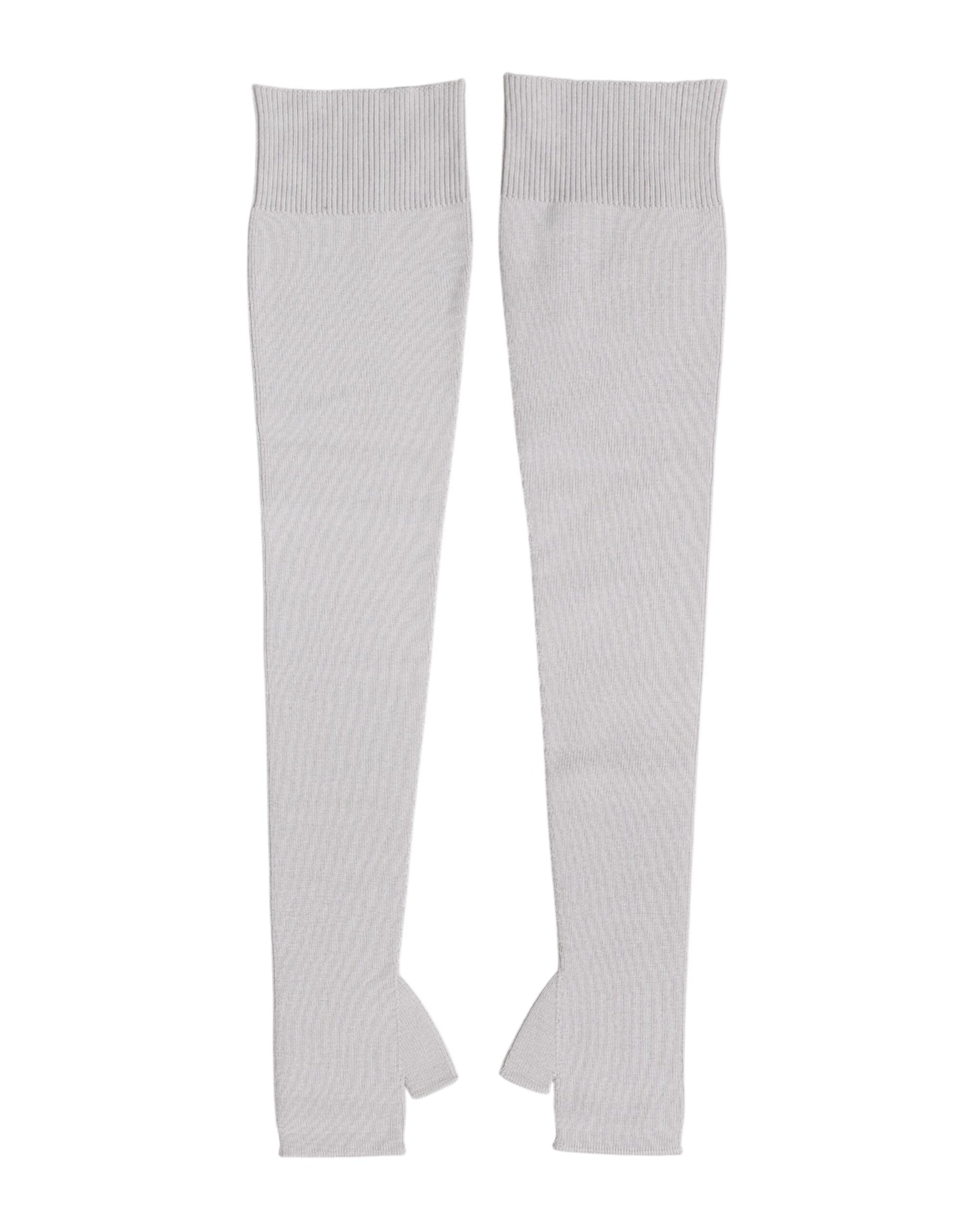 Dolce & Gabbana Gray Virgin Wool Knitted Fingerless Men's Gloves