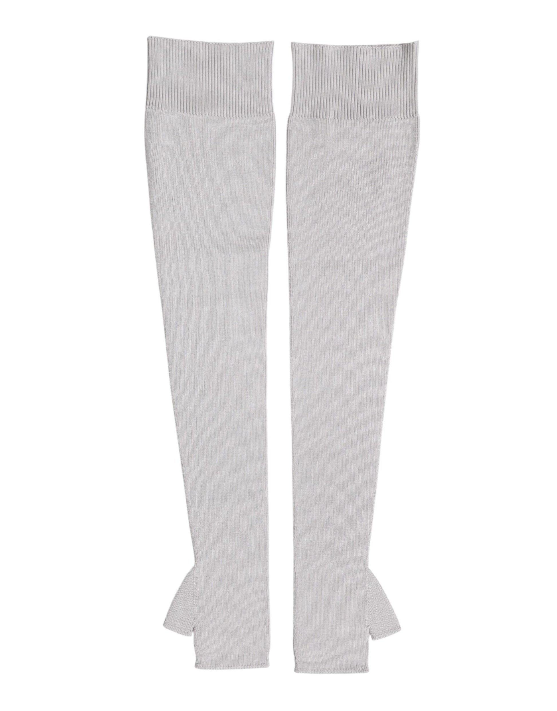 Dolce & Gabbana Gray Virgin Wool Knitted Fingerless Men's Gloves