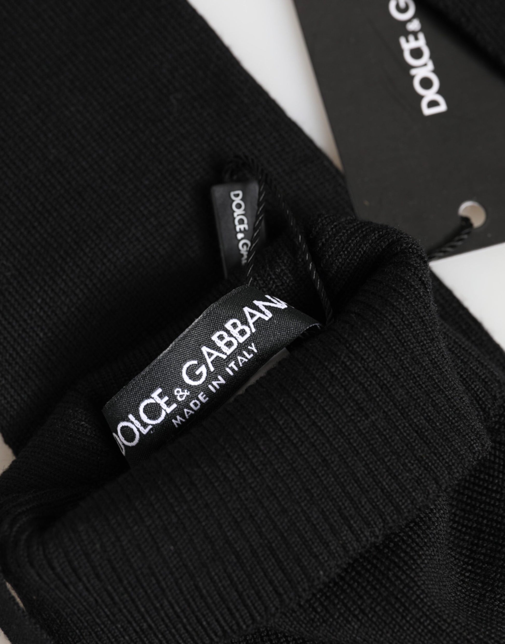 Dolce & Gabbana Black Virgin Wool Knitted Fingerless Gloves for Men